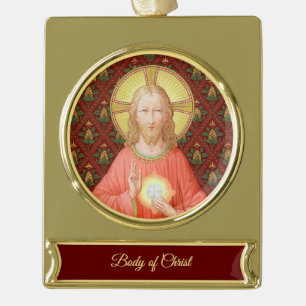 Jesus Instituting Holy Communion (SAU 045) Gold Plated Banner Ornament