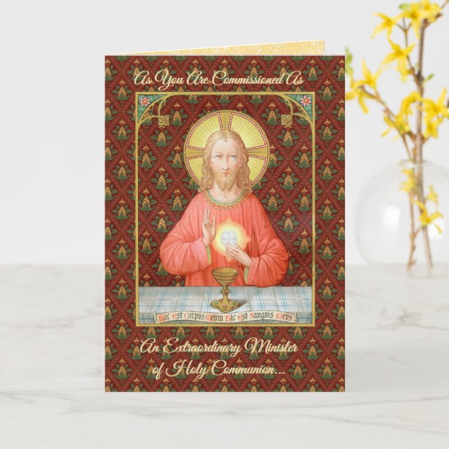 Jesus Instituting the Eucharist (SAU45; for EMHCs) Card (Yellow Flower)