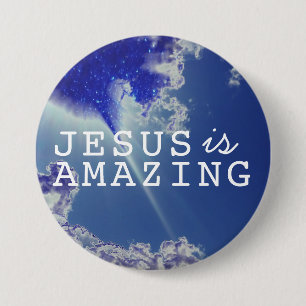 Jesus is Amazing with Sky Stars 7.5 Cm Round Badge