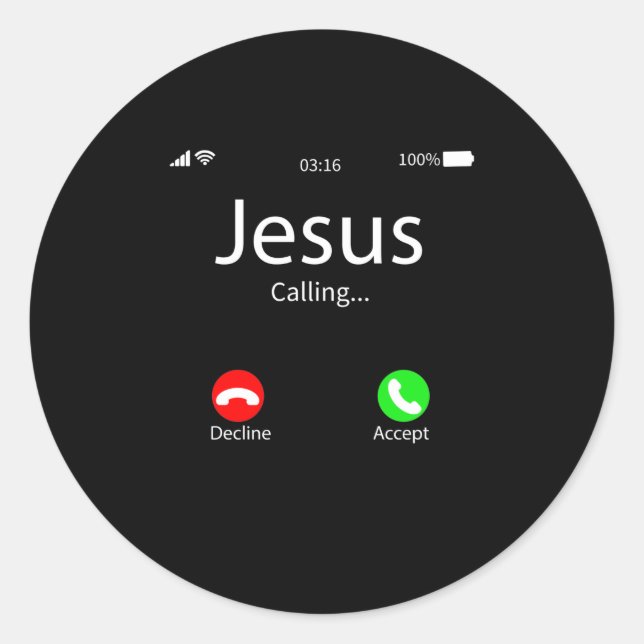 Jesus Is Calling Christian Classic Round Sticker (Front)