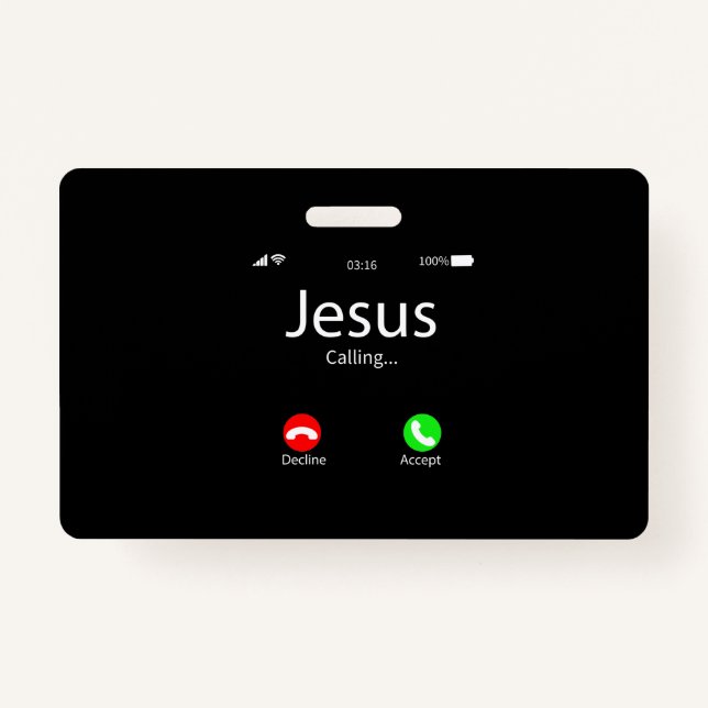 Jesus Is Calling Christian ID Badge (Front)