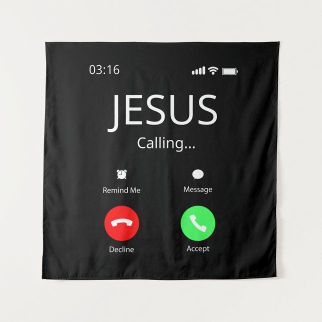 Jesus Is Calling - Christian Tapestry (Front)