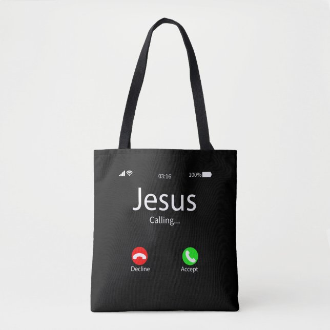 Jesus Is Calling Christian Tote Bag (Front)