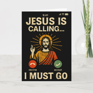 Jesus Is Calling I Must Go Retro Christian Faith V Card