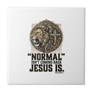 Jesus Is Coming Back Lion Cross Christian Shirt Ceramic Tile