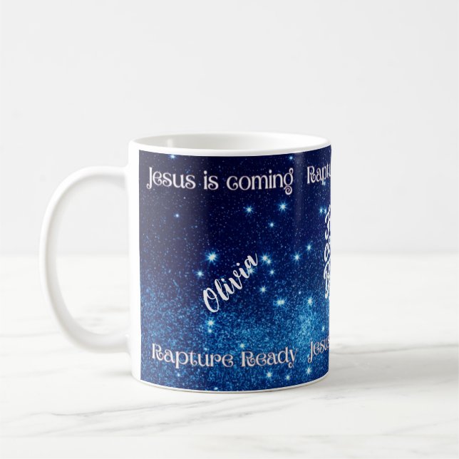 "Jesus is Coming Rapture Ready" design mug  (Left)