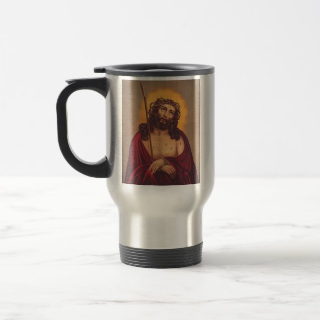 Jesus is crowned with a crown of thorns travel mug (Left)