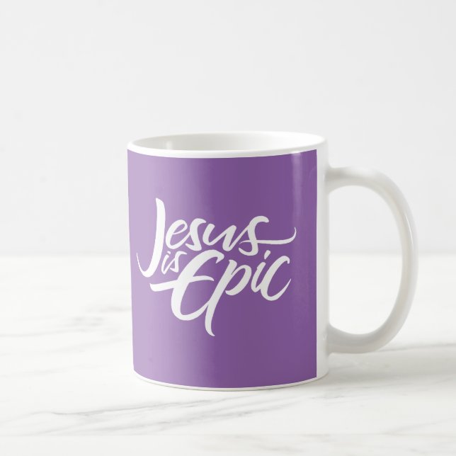 Jesus is Epic Christian Lettering Purple Christian Coffee Mug (Right)