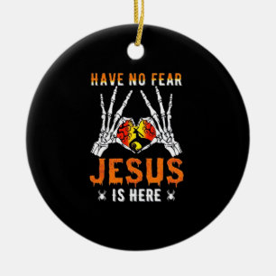 Jesus Is Heart Skeleton Hand Ceramic Ornament