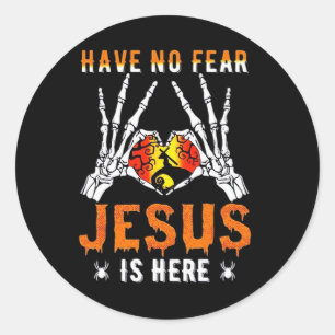 Jesus Is Heart Skeleton Hand Classic Round Sticker
