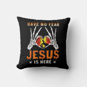 Jesus Is Heart Skeleton Hand Minimal Design Cushion