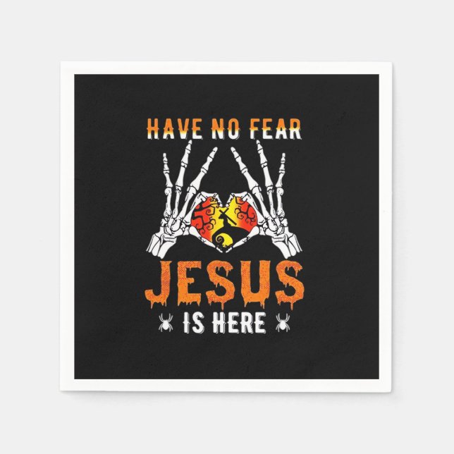 Jesus Is Heart Skeleton Hand Minimal Design Napkin (Front)