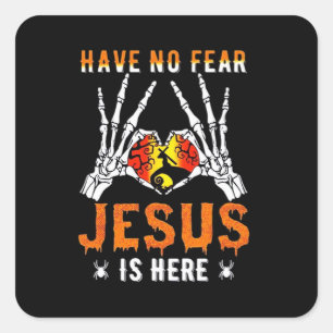 Jesus Is Heart Skeleton Hand  Square Sticker