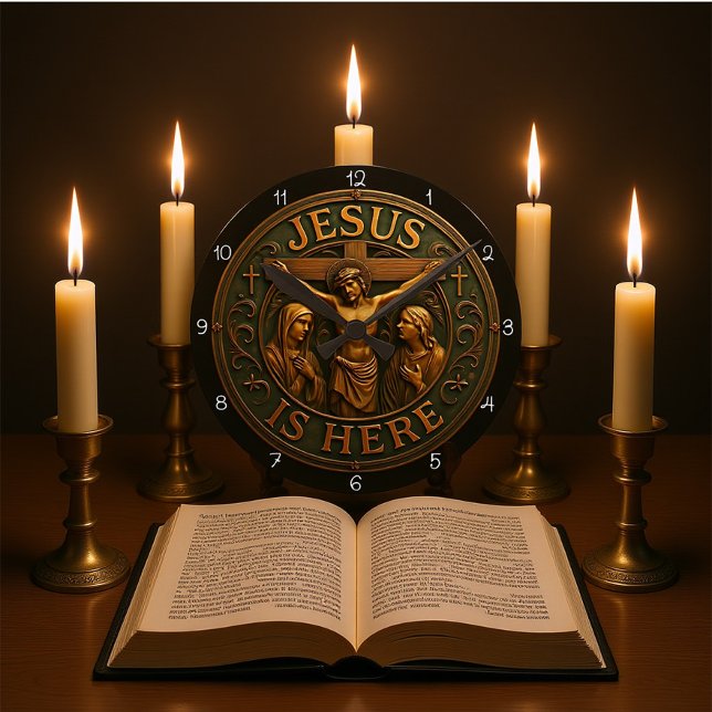 Jesus Is Here Religious  Round Clock (Creator Uploaded)