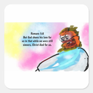 Jesus is here square sticker