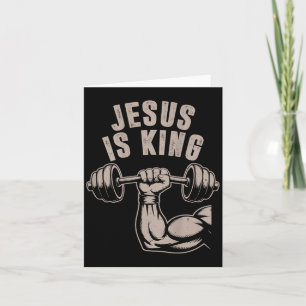 Jesus Is King Barbell Cross Funny Christian Workou Card