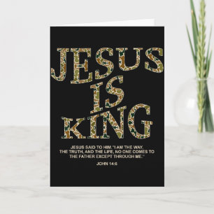 Jesus Is King Camo Christian Cross God Faith Bible Card