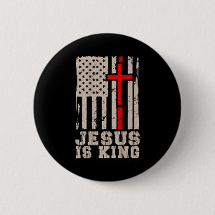 Jesus Is King Christ Lord Patriotic Christian Amer 6 Cm Round Badge