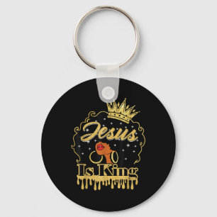 Jesus Is King Christian Black Women Afro African A Key Ring