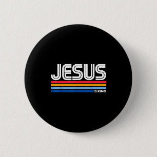 Jesus Is King Christian Cross God Faith Bible Reli 6 Cm Round Badge
