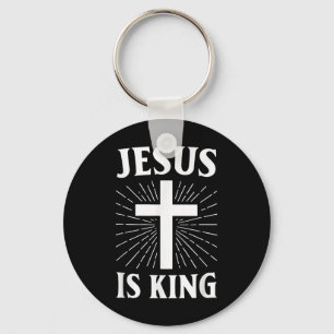 Jesus Is King Christian Faith Cross  Key Ring