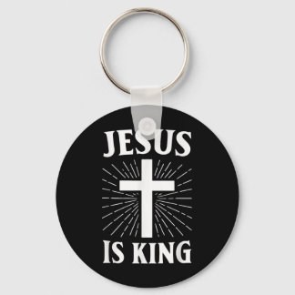 Jesus Is King Christian Faith Cross  Key Ring