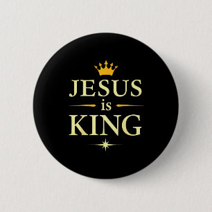 Jesus Is King _ Christian Faith Design 6 Cm Round Badge