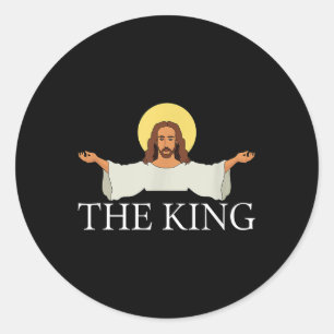 Jesus Is King Christian Religious Faith Classic Round Sticker
