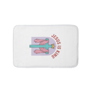 Jesus Is King Cross Crown Vintage Christian T-Shir Bath Mat