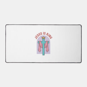 Jesus Is King Cross Crown Vintage Christian T-Shir Desk Mat