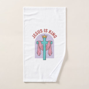Jesus Is King Cross Crown Vintage Christian T-Shir Hand Towel