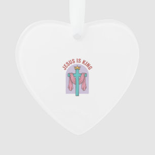 Jesus Is King Cross Crown Vintage Christian T-Shir Ornament