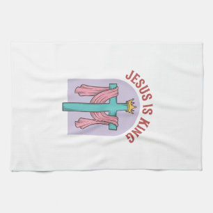 Jesus Is King Cross Crown Vintage Christian T-Shir Tea Towel