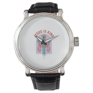 Jesus Is King Cross Crown Vintage Christian T-Shir Watch