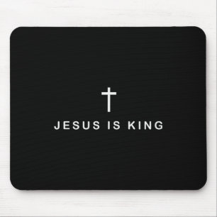 Jesus Is King Cross Subtle Christian Minimal Relig Mouse Pad