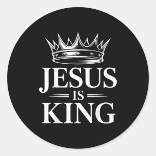 Jesus Is King Crown Christian Classic Round Sticker