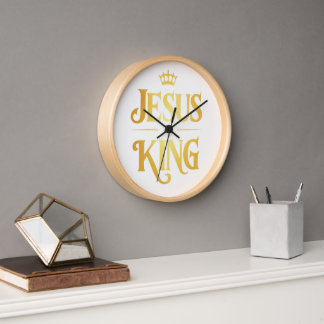 Jesus Is King Gold Crown Minimalist Wall Clock
