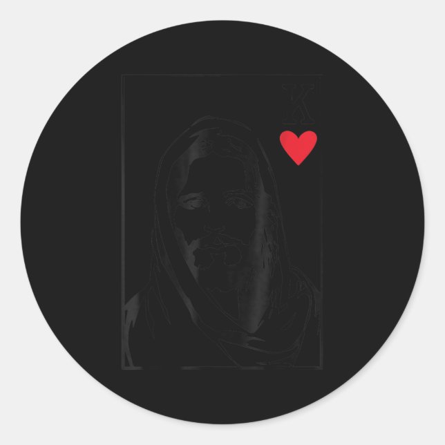 Jesus Is King Jesus King Of Hearts Card Christian  Classic Round Sticker (Front)