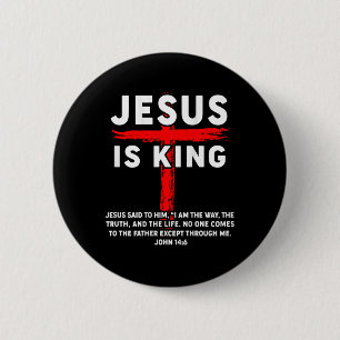 Jesus Is King Men Women Christian Cross Boy Toddle 6 Cm Round Badge