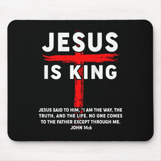 Jesus Is King Men Women Christian Cross Boy Toddle Mouse Pad (Front)