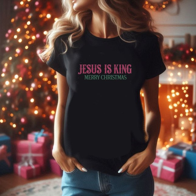Jesus is King Pink and black T- shirt Christmas (Creator Uploaded)