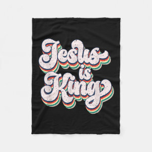 Jesus Is King Retro Faith Statement Design  Fleece Blanket