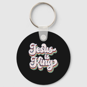 Jesus Is King Retro Faith Statement Design Key Ring