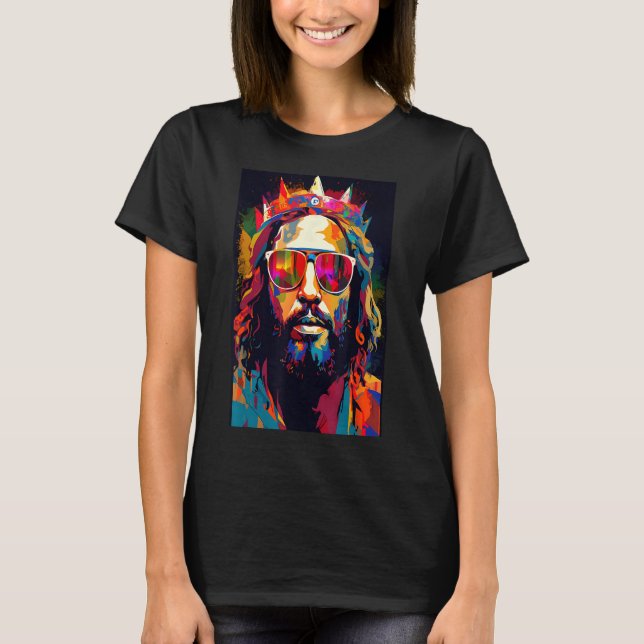 Jesus is King Techno Christian God Headphones Rave T-Shirt (Front)