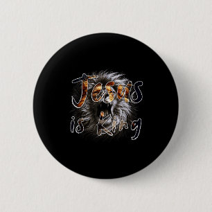Jesus Is King, The Lion Of Judah Striking Christia 6 Cm Round Badge