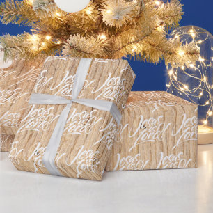 Jesus is Lord Christmas Christian Rustic Wood Wrapping Paper