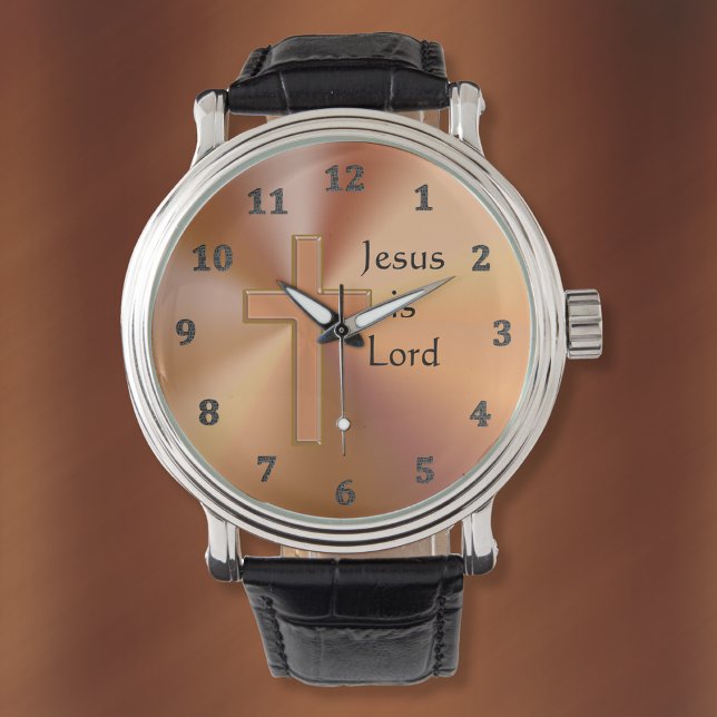 Jesus is Lord Cross Watches for Men Personalised (Jesus is Lord, Christian Watches for men and women. Gift Ideas for Pastors. Birthday gift for Pastor)