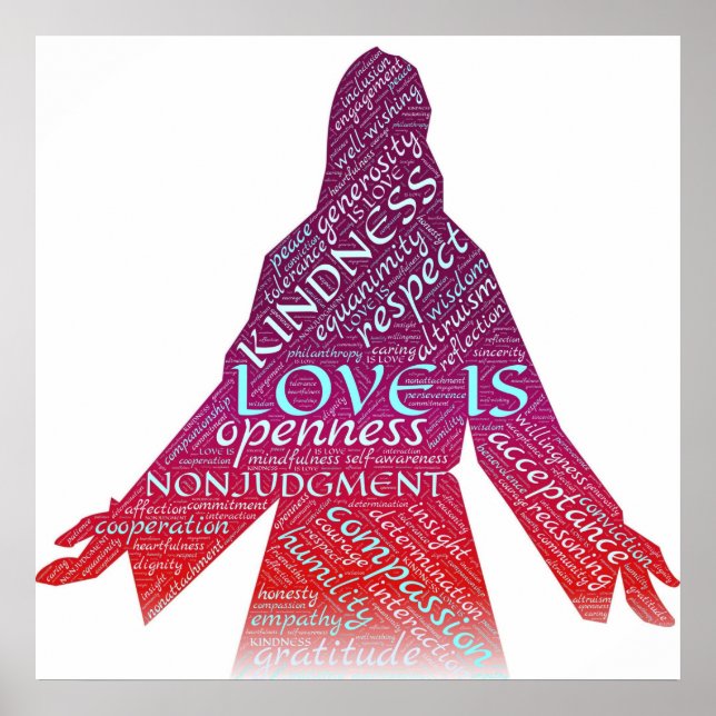 Jesus is Love, Compassion, Non-Judgement Christian Poster (Front)