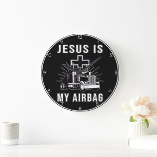 Jesus is My Airbag Large Clock