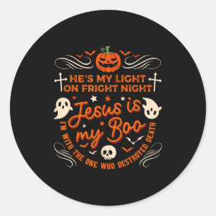 Jesus Is My Boo Christian Halloween Ghost Pumpkin Classic Round Sticker